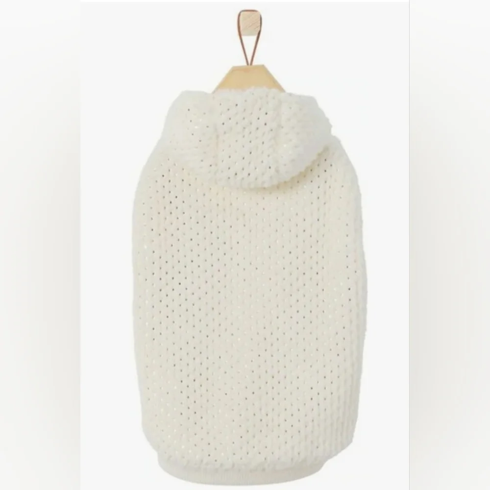 NWT FRISCO Plush Fur Dog Hoodie Ivory White with Gold Specks size X-Large